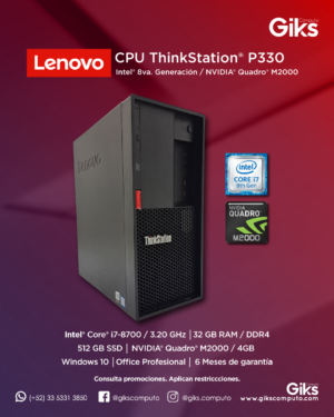WorkStation Lenovo ThinkCentre P330. Core i7. 32GB RAM. 512GB SSD. 4GB Video