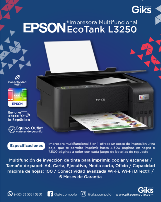 Multifuncional Epson Ecotank L3250 A color Wifi