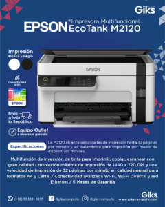 Multifuncional Epson Ecotank M2120 a Blanco y Negro. Wifi. 