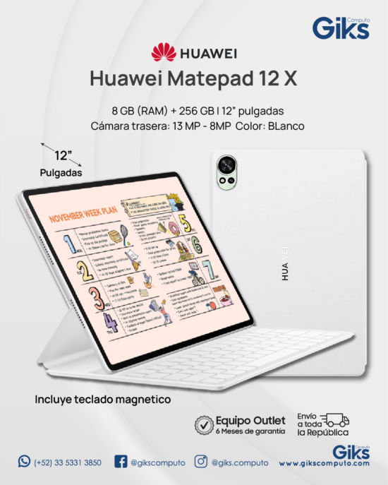 Tablet Huawei Matepad 12X 8gb RAM 256gb SSD + Teclado + Funda