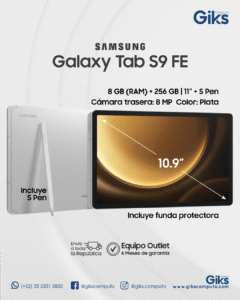 Galaxy Tab S9 Fe. 8gb RAM. 256gb SSD. Funda protectora + S-Pen