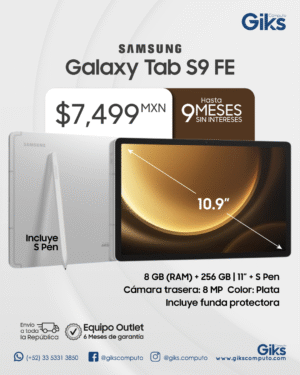 Galaxy Tab S9 Fe. 8gb RAM. 256gb SSD. Funda protectora + S-Pen