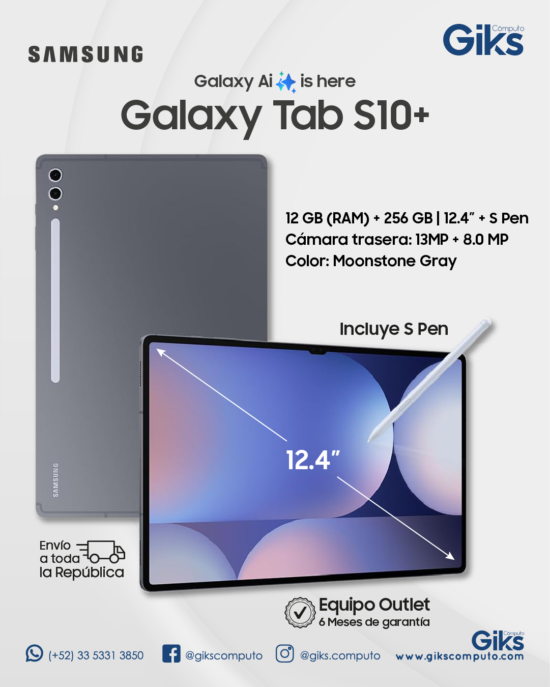 Tablet Galaxy S10+. 8gb RAM. 256GB SSD. Pantalla 12.4". Con S-Pen