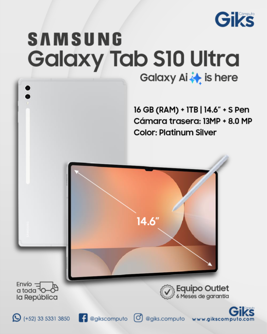 Tablet Galaxy Tab S10 ULTRA. 16gb RAM. 1TB SSD. Pantalla 14.6" 2K. Con S-Pen