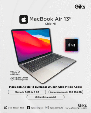 MacBook Air 13. Chip M1. 8GB RAM. 256GB SSD. Pantalla 13" a 4K. NUEVA