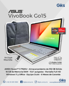 Asus Vivobook GO 15. Ryzen 5. 16GB RAM. 512GB SSD. Mochila de regalo. NUEVA