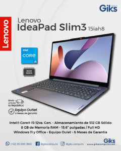 Lenovo Ideapad Slim 3. Core i5 12va gen. 8GB RAM. 512GB SSD. 15.6" NUEVA