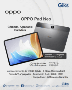 Tableta OPPO Pad Neo. 6GB RAM. 128GB SSD. Pantalla 11.4" 2K