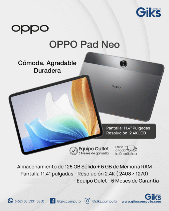 Tableta OPPO Pad Neo. 6GB RAM. 128GB SSD. Pantalla 11.4" 2K