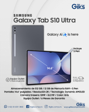 Tablet Galaxy Tab S10 ULTRA. 12gb RAM. 512GB SSD. Pantalla 14.6" 2K. Con S-Pen