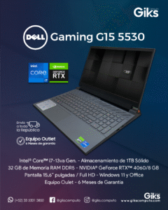 Dell Gamer G15 5530. Intel Core i7-13va gen. 32GB RAM. 1TB SSD. RTX 4060 DE 8GB NUEVA