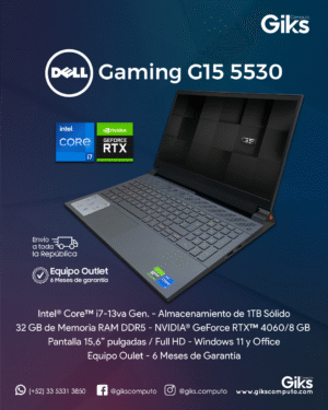 Dell Gamer G15 5530. Intel Core i7-13va gen. 32GB RAM. 1TB SSD. RTX 4060 DE 8GB NUEVA