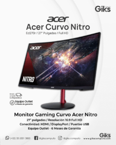 Monitor Acer Nitro de 27 Pulgadas Full HD Curvo a 165hz. NUEVO