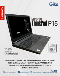 Lenovo Thinkpad P15. Core i7-10750H. 32GB RAM. 512GB SSD. 4GB Video