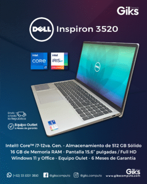 Dell Inspiron 3520. Core i7-12va gen. 16GB RAM. 512GB SSD. Pantalla 15.6 NUEVA