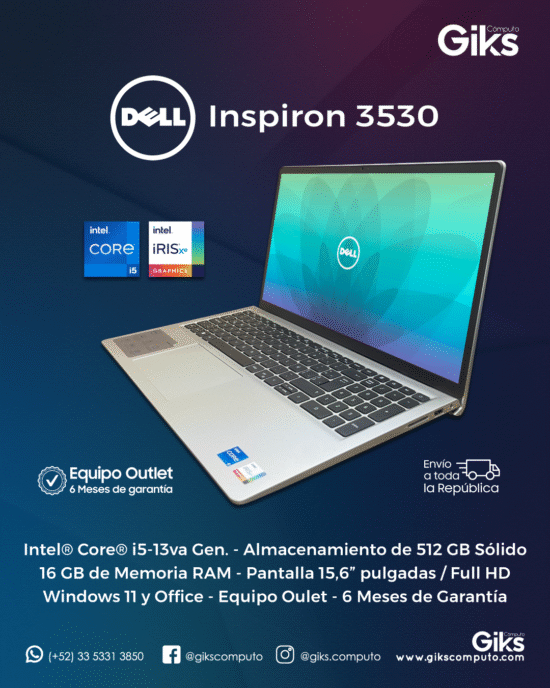 Dell Inspiron 3530. Core i5-13va Gen. 16GB RAM. 512GB SSD. Pantalla 15.6 NUEVA