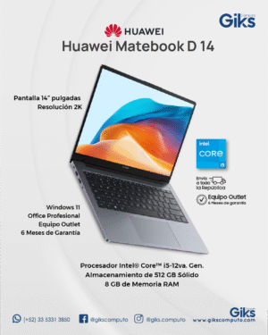Huawei Matepad D 14. Core i5-12va gen. 8GB RAM. 512GB SSD. Pantalla 14" 2K. NUEVA