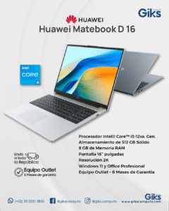 Huawei Matepad D 16. Core i5-12va gen. 8GB RAM. 512GB SSD. Pantalla 16" 2K. NUEVA
