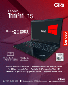 Lenovo Thinkpad L15. Core i5-10ma Gen. 16GB RAM. 512GB SSD. Pantalla 15.6".