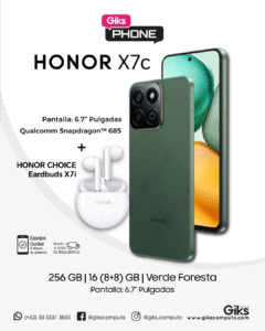 Honor X7c. 256GB SSD. 16GB RAM. Pantalla 6.7". Audifonos de regalo