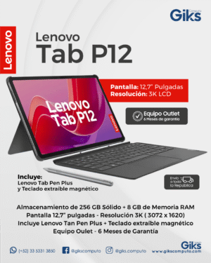 Tablet Lenovo Tab P12. 8gb RAM. 256gb SSD. Pantalla 12" + Funda + Teclado + Lapiz