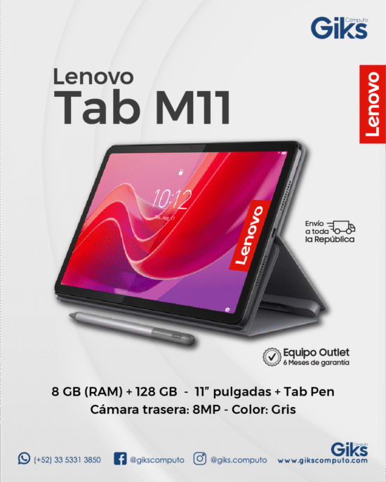 Tablet Lenovo Tab M11. 8gb RAM. 128gb SSD. Pantalla 10" + Funda + Lapiz