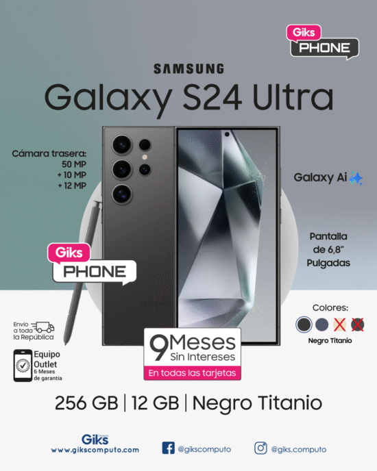 Samsung Galaxy S24 ULTRA. 256GB. 12GB RAM. Pantalla 6.8" Color Titanio