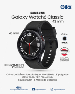 Samsung Galaxy Watch 6 Classic 43 Mm Negro. Con Fluoroelastómero