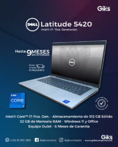 Dell Latitude 5420. Core i7-11va Gen. 16GB RAM. 512GB SSD. Graficos Iris XE. SEMI NUEVA