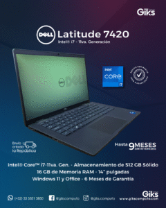 Dell Latitude 7420. Intel Core i7-11va Gen. 16GB RAM. 512GB SSD. Pantalla 14.1" Semi Nueva Premium