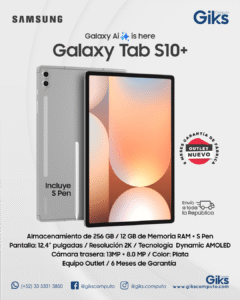 Tablet Galaxy Tab S10 Plus. 12gb RAM. 256GB SSD. Pantalla 14.6" 2K. Con S-Pen. Color Plata