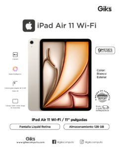iPad Air 11 A16. Wi-fi. 128 Gb. 11 pulgadas. Blanco Estelar. NUEVA