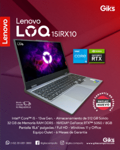 Lenovo Gamer LOQ. Core i5-15va gen. 32GB RAM. 512GB SSD. RTX 5050 8GB. Pantalla 16". NUEVA