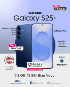 Samsung Galaxy S25 PLUS. 512GB. 12GB RAM. Pantalla 6.7" Color Blue Navy