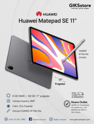Tablet Huawei Matepad Se 11 Wifi. 6GB ram 128gb ssd + CABLE Y CUBO. Nuevo Outlet