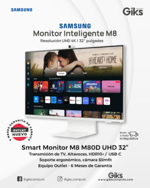 Monitor Samsung Smart M8. 32 Pulgadas. 4k. Samsung IA