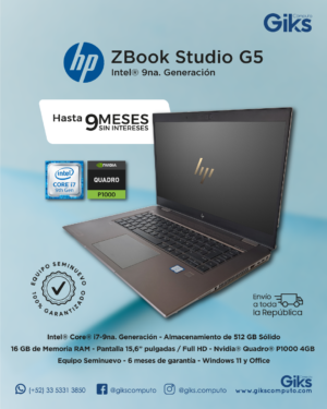 Zbook Studio G5 i7 9850H 32gb RAM 512gb SSD. Nvidia P1000 4GB. Pantalla 15.6"