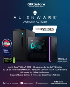 PC Gamer Alienware Aurora. Intel Ultra 7 265f. 32 Gb Ram, 1 Tb Ssd. Nvidia Rtx 4060 Ti 8GB. Nuevo Outlet