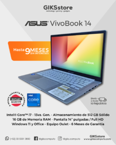 Asus Vivobook 14 Intel Core i7-13620H. 16gb Ram. 512gb Ssd. Plateado. Nuevo Outlet