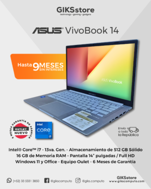 Asus Vivobook 14 Intel Core i7-13620H. 16gb Ram. 512gb Ssd. Plateado. Nuevo Outlet