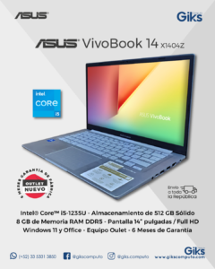 Asus Vivobook 14 X1404VA. Intel Core I5. 8gb RAM. 512gb SSD. Azul. Nuevo Outlet
