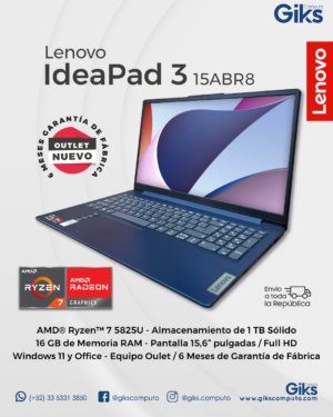 Lenovo Ideapad Slim 3. Ryzen 7. 16gb RAM. 1tb Ssd. Pantalla 15.6" Cosmic Blue. Nuevo Outlet