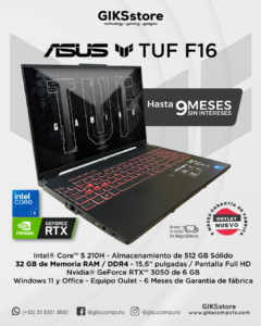 Asus Tuf F16 Core 5 210H. 32gb RAM. 512gb SSD. Rtx 3050 6GB. 15.6". + Mochila. Nuevo Outlet