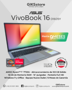 Asus Vivobook 16. Ryzen 7 7730u. 16gb RAM. 512gb Ssd. Nuevo Outlet