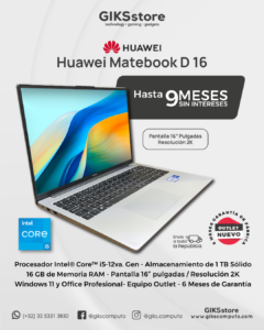 Huawei Matebook D 16. Core I5-12450h. 16gb ram 1tb Ssd. Pantalla 15.6 Nuevo Outlet