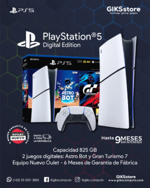 PlayStation 5. 825GB. Digital Edition – Con 2 Juegos Digitales. Nuevo Outlet