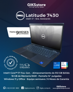 Dell Latitude 7430. Core i7-12va Gen. 16GB RAM. 512GB SSD. 14". Semi Nuevo Premium