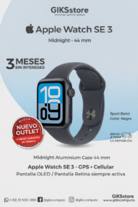 Apple Watch SE 3 (GPS + Cellular). 44 mm Color Negro Midnight. Nuevo Outlet