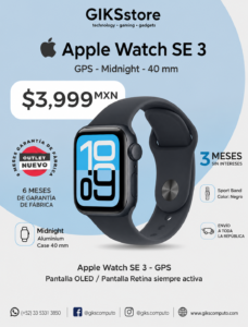 Apple Watch SE 3. GPS. 40 mm. Color Midnight. Nuevo Outlet
