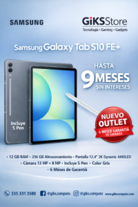 Tableta Samsung Galaxy Tab S10 FE+. 256GB SSD. 12GB RAM. Color Gris. Nuevo Outlet